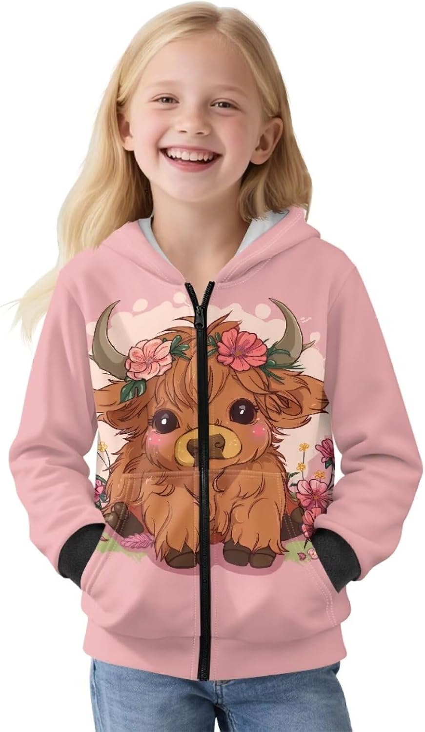 Boys Girls Zip Up Graphic Hoodies Size 6-16 Long Sleeve Athletic Jacket Kids Oversized Sweatshirts