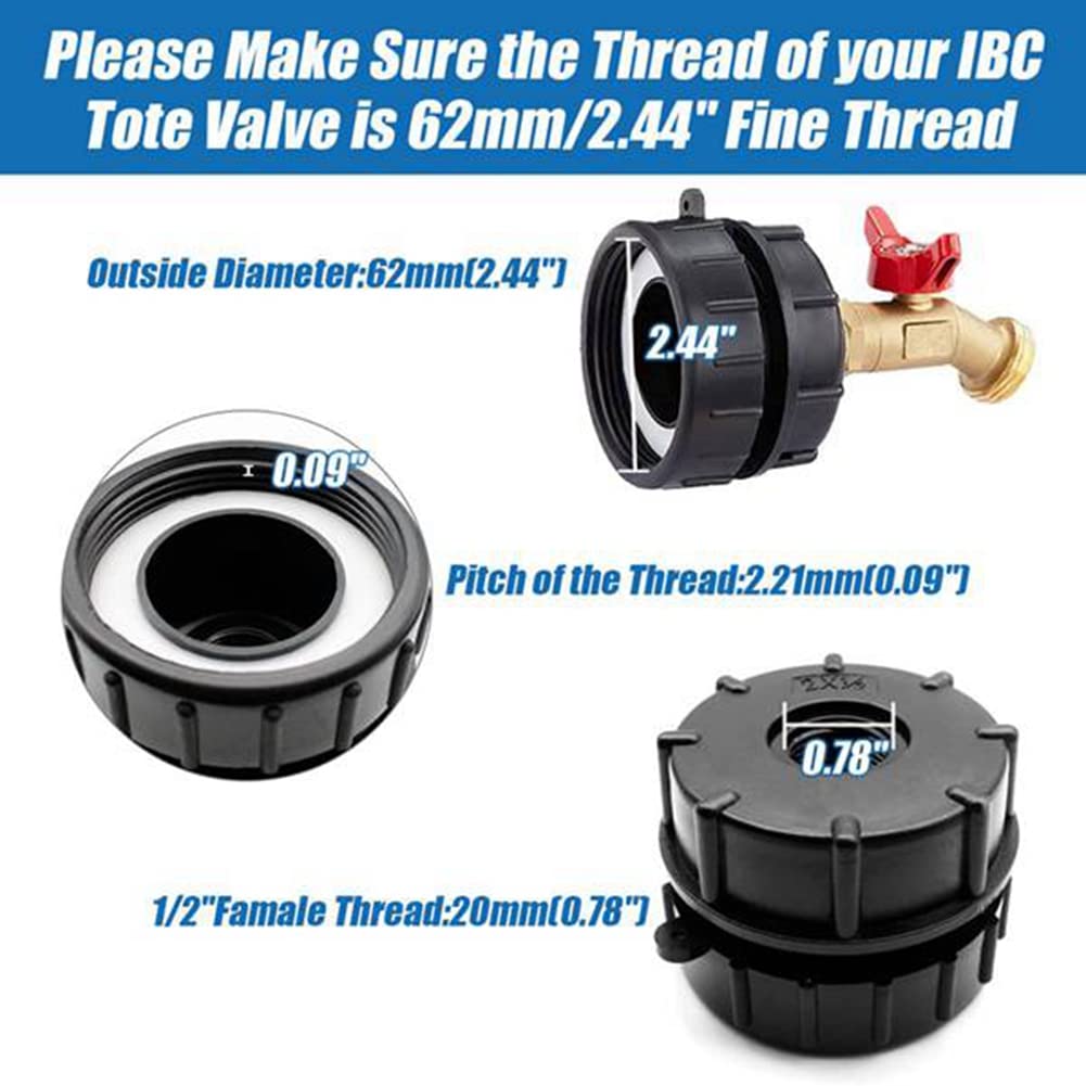 Lckiioy Raccordo IBC Tote, 275-330 IBC Tote Tank Adapter Filettatura Fine Tote Valve, Strumento Valvola Rubinetto Tubo In - Foto 5