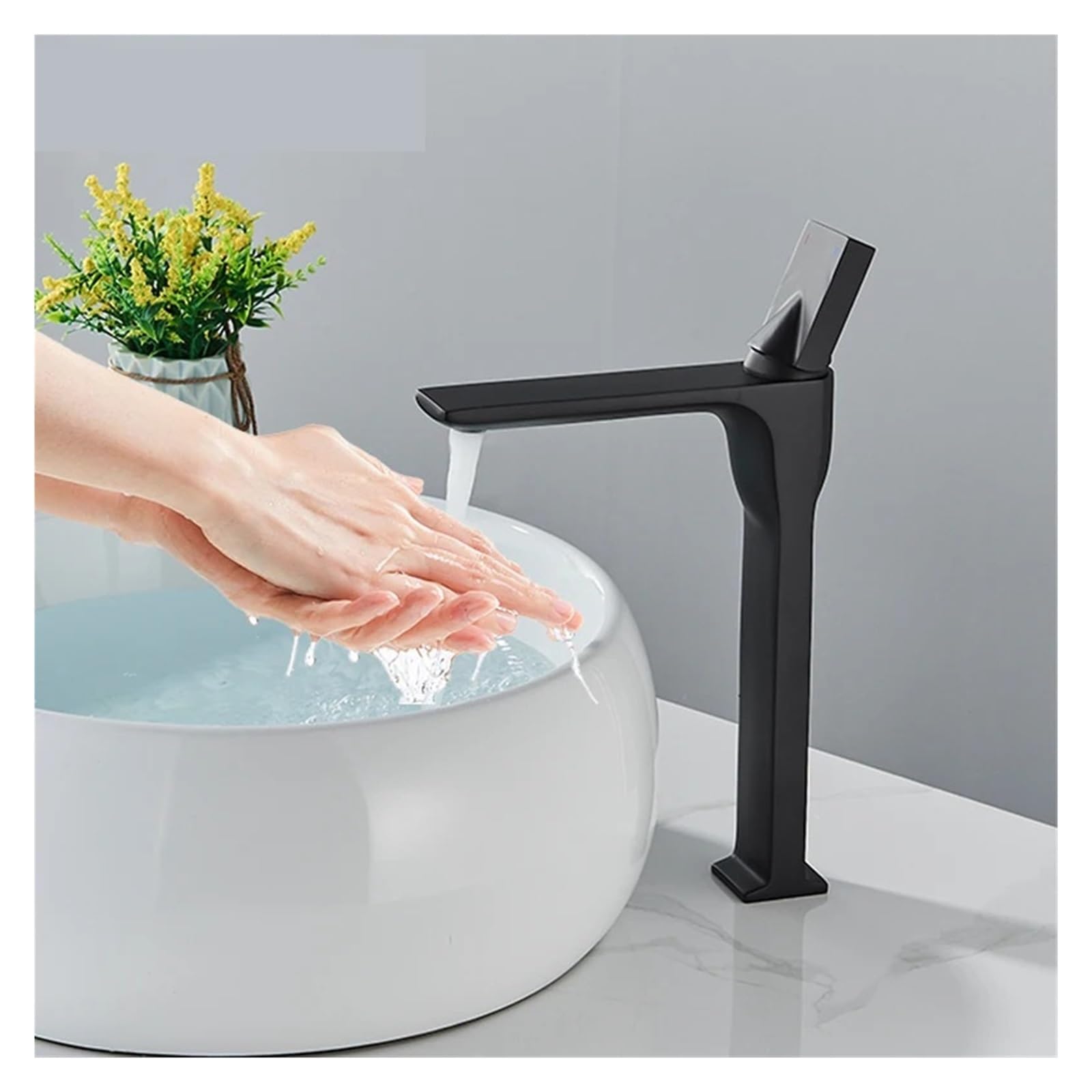 Grifo De Lavabo De Gran Altura, Grifo Retro Alto Con Mango De Cerámica