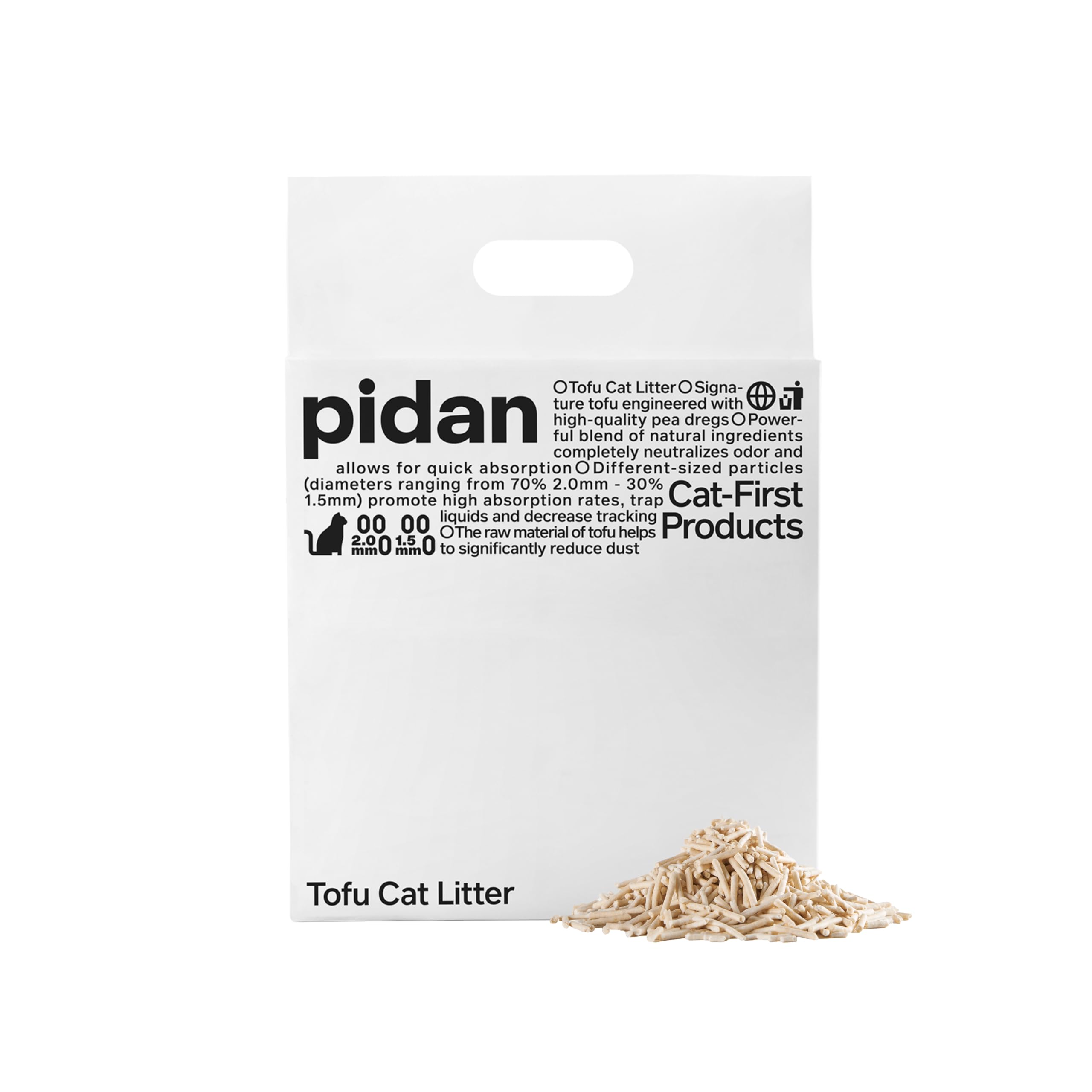 pidan Tofu Cat Litter Clumping,Flushable,Ultra Absorbent and Fast Drying, 100% Natural Ingredients Litter,Solubility in Water,Really Dust-Free,Less Scattering (5.3lb×1bag)