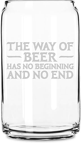 Integrity Bottles Premium Beer Can Glass, Hand Etched, Pandora Way of Water, Way of Beer, Sand Carved, 16oz