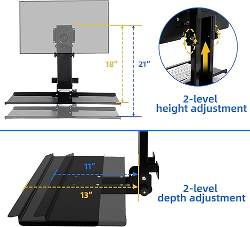 Miniatura 3 de Soporte de pared para monitor con bandeja plegable para teclado, para Mac mini y PC pequeñas, compatible con teclados estándar, plataforma curvada