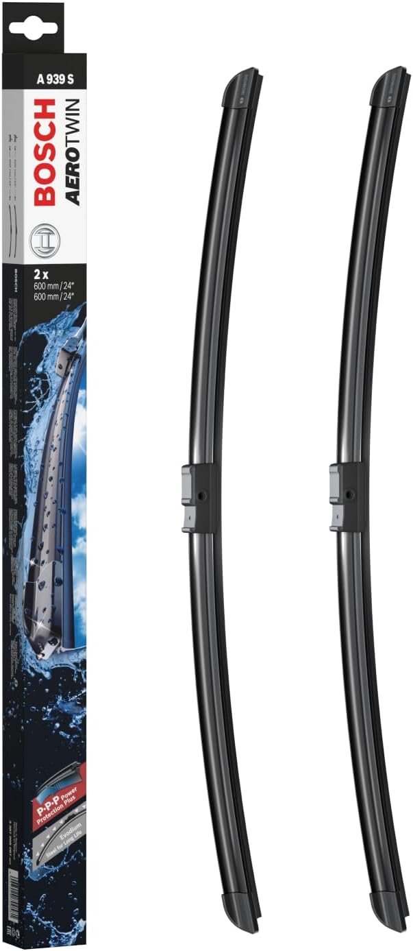Bosch Aerotwin A 939 S - Front Windscreen Wipers - Set of 2 Replacement Blades - Comes with Pre-assembled Adapter - 2 Blades, 600mm/600mm - Only for right-hand drive (UK)