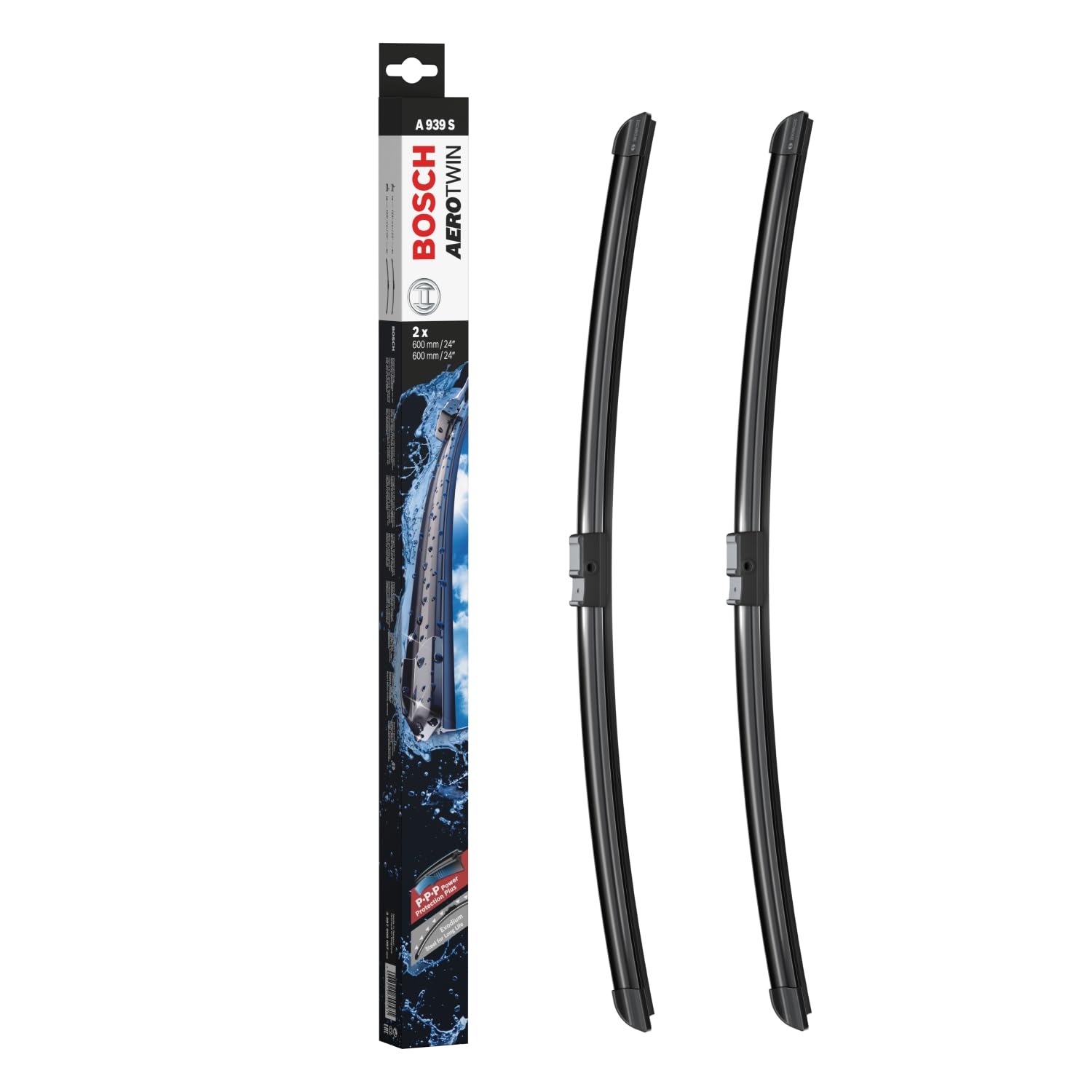 Bosch Aerotwin A 939 S Front Windscreen Wipers, 2 Blades, 600 mm / 600 mm