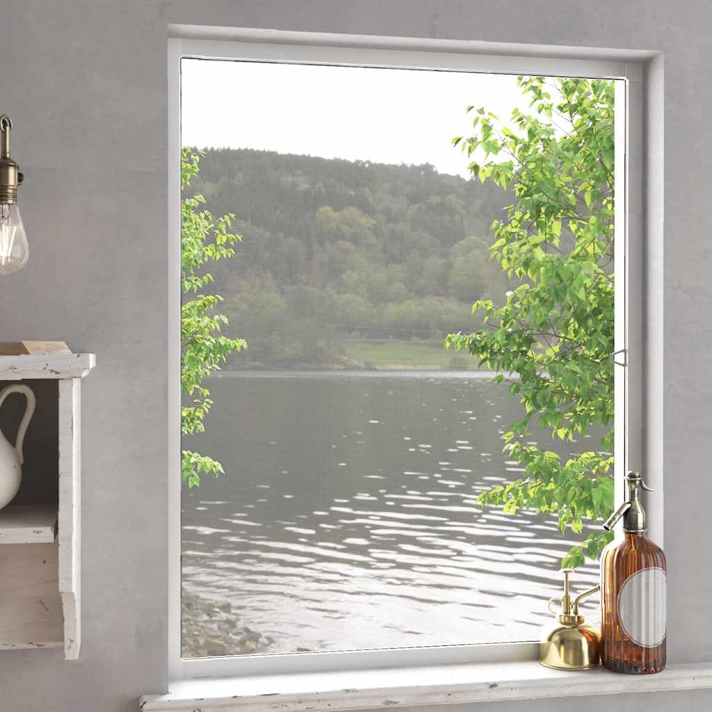 für Fenster Weiß 100x120 cm mit Aluminiumrahmen, zuschneidbares Mückengitter für Schlafzimmer, Wohnzimmer, Balkon, selbstklebend, ohne Bohren, mit Montagezubehör