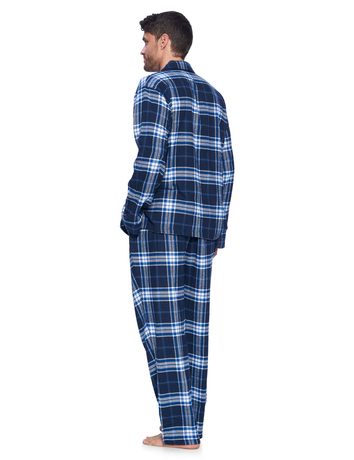 Ashford & Brooks Conjunto de pijama de franela de manga larga para hombre, a cuadros, ropa de dormir y ropa de descanso con botones
