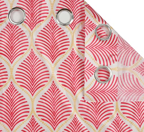 Image of Yarnis Floral Printed Light-Filtering Curtains 9 Feet Long Set of 2 for Long Set of 2 Door Living Room, Pink, Parda