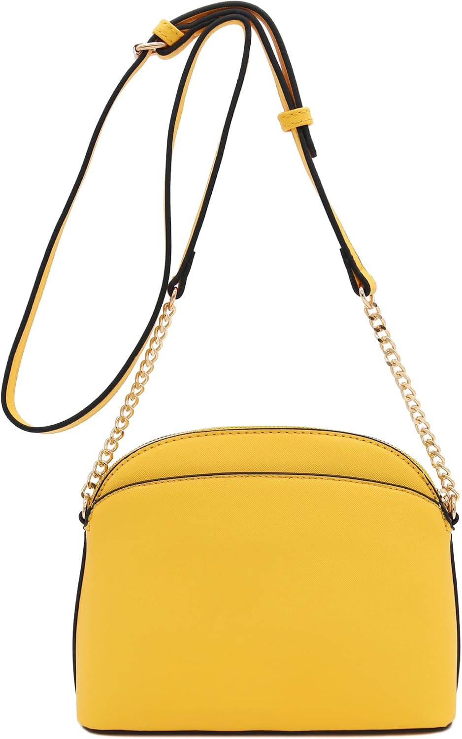 FashionPuzzle Saffiano Small Dome Crossbody bag with Chain Strap