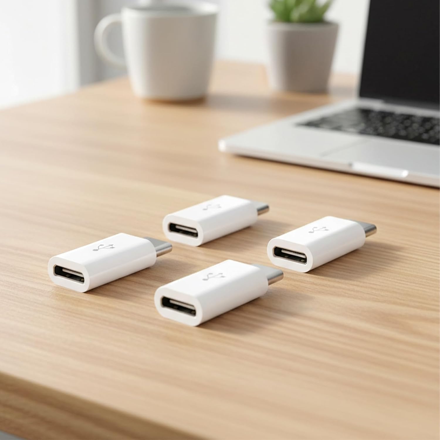 Skrfren 8 Pack Micro USB to USB C Adapter, MicroUSB Female to Type C Male Adapter MicroUSB Convert Connector Support Charge Data Sync for Mobile Phone and Tablet and Micro Devices (White)