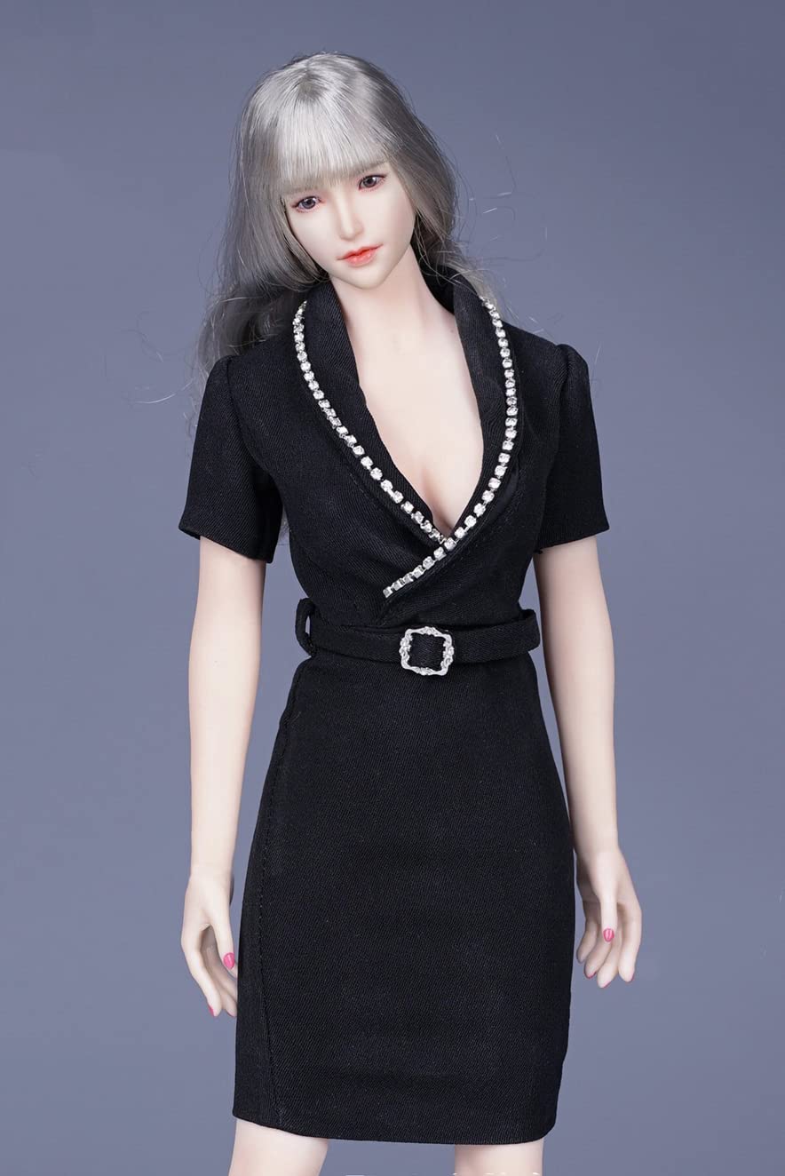 HiPlay1/6 Scale 12 Inches Female Figure Doll, Handmade Dress Costume, Outfit for Phicen,TBLeague JIAOU Action Figure CM208(Black)