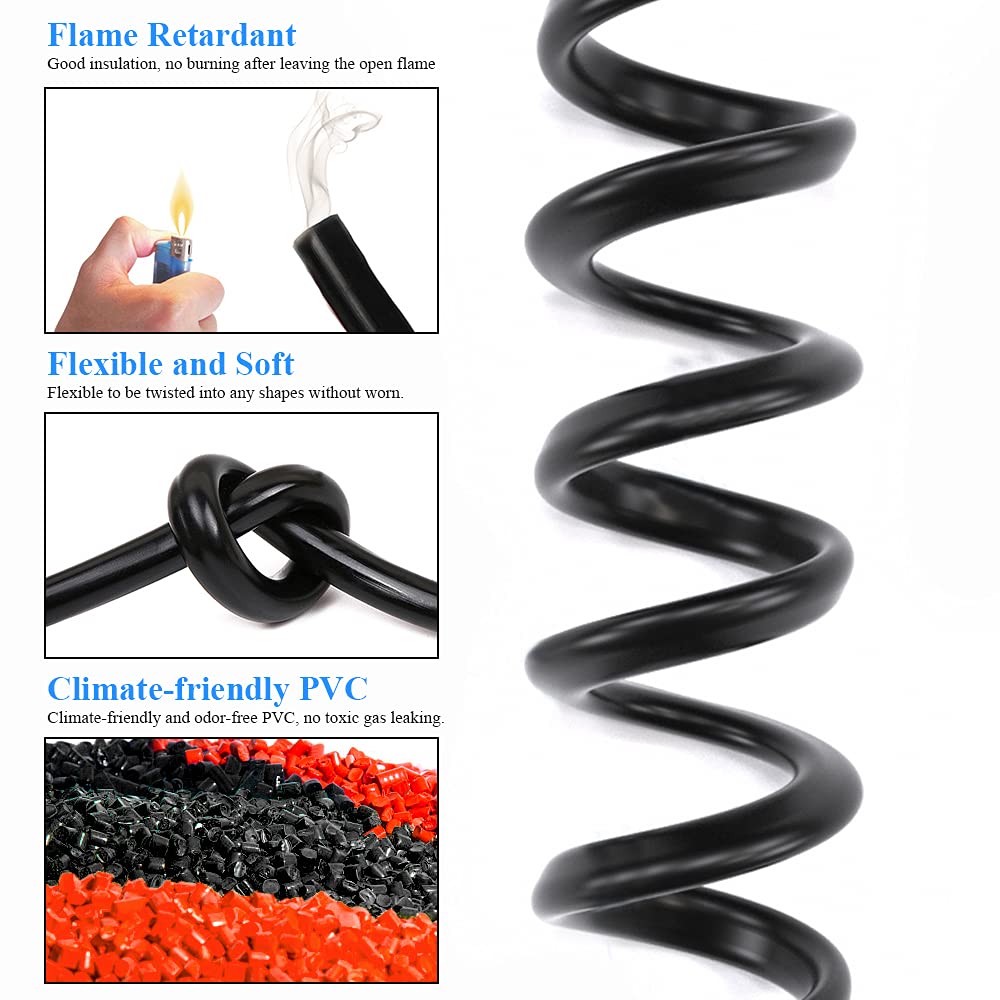 20 AWG Electrical Wire 66FT Hookup Cable Black Jacketed 2 Conductor Wire 3.8mm Dia Tinned Copper with Flexible PVC Insulated Wire Extension Cord for Home, LED Strip, Lamp with 1 Free Wire Stripper
