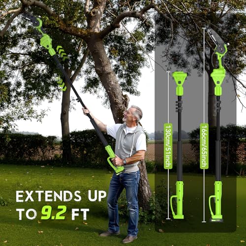 Image of Cordless Pole Saw for Tree Trimming, 6 inch Chainsaw with Extension Pole