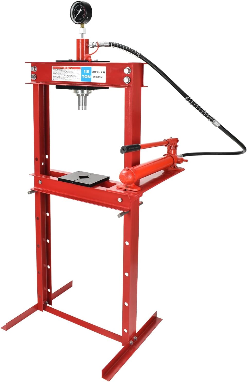 Fkstyle [High Efficiency Work Realized! Selectable 2 Types 12 Ton Gate Type Hydraulic Press Machine] Ideal for bending shafts, correcting warped metal plates, and installing or removing bearings