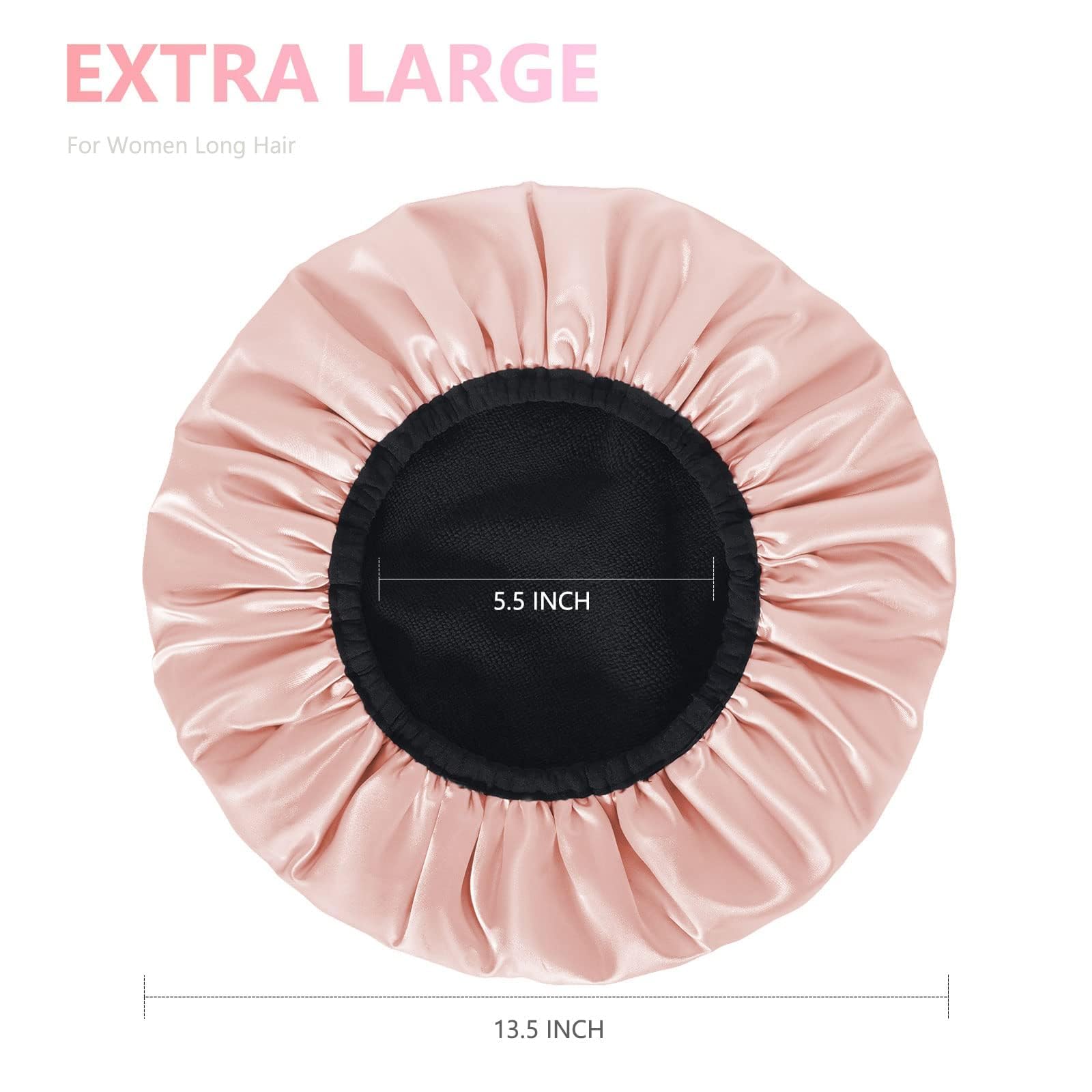 Aquior Shower Cap, Shower Cap for Women Reusable, Three-Layer, Waterproof, Silky Satin Outer Layer, Terry Cloth Lining - Image 2