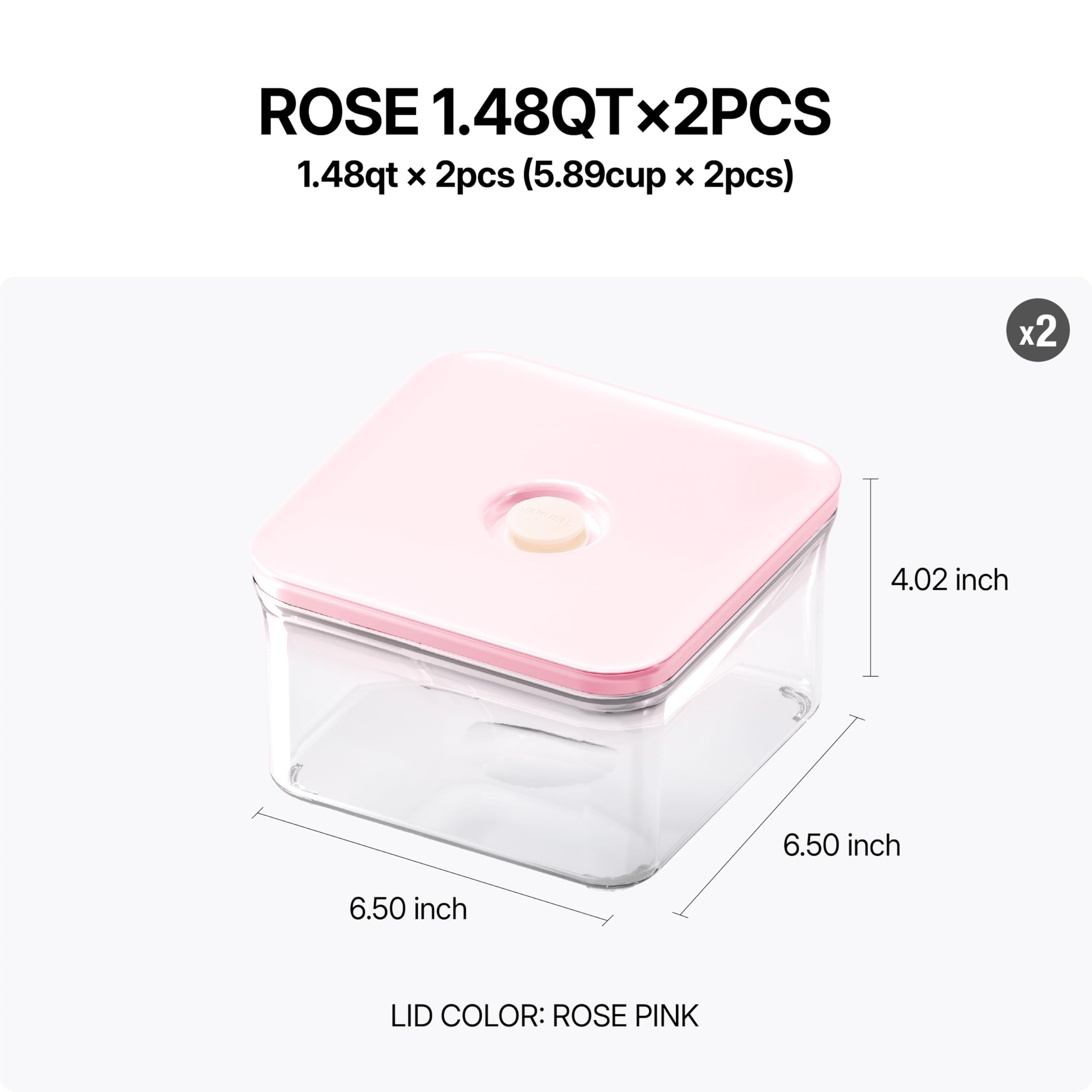 [激レア] VAKUEN 7P SET 真空保存容器セット　rose ピンク Amazon｜VAKUEN プレミアム密閉食品保存容器 ローズ (ローズ1.4LX2個