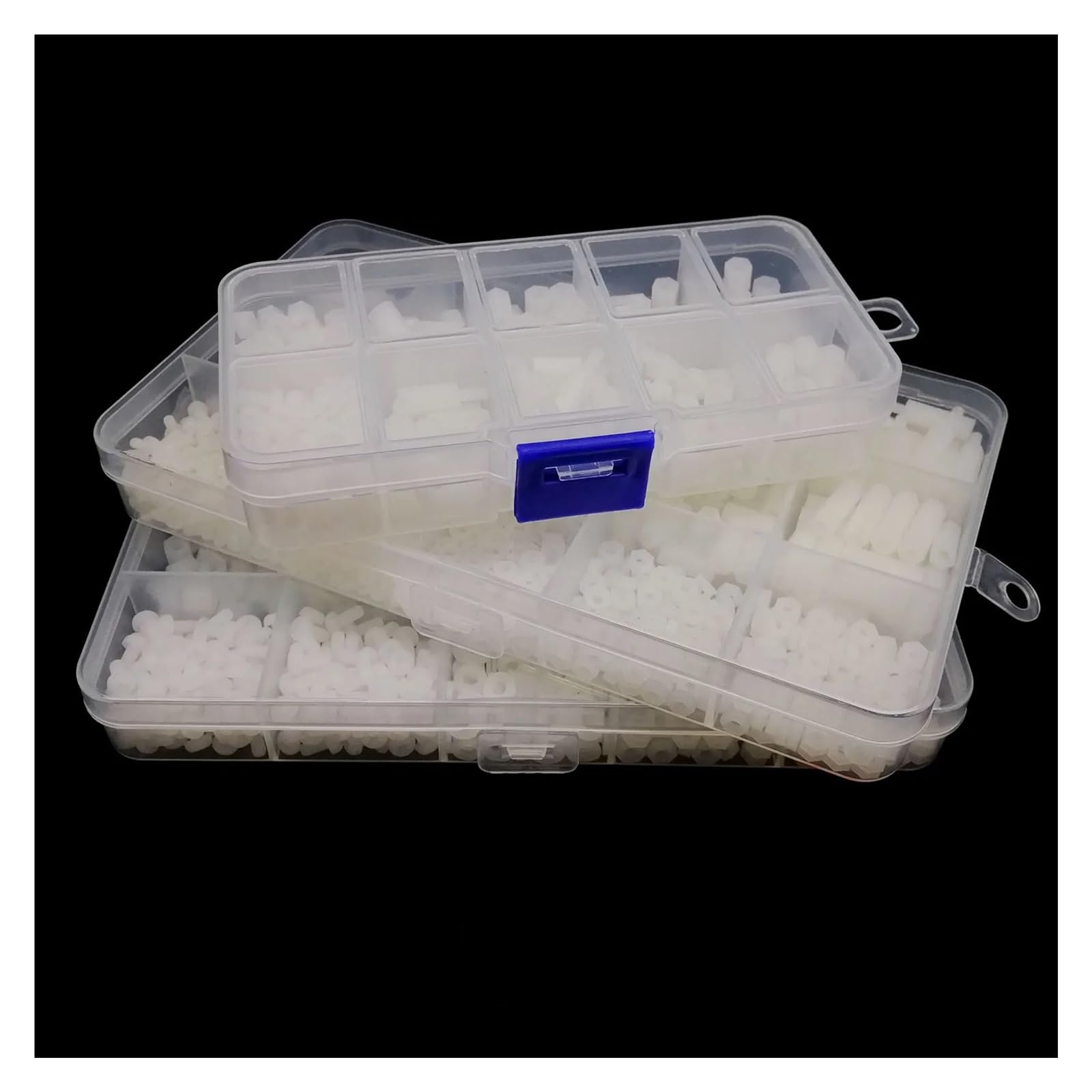 1 Scatola di distanziali esagonali isolati in Nylon, distanziali esagonali, Viti, Dadi e rondelle, Kit assortimento M2, M2,5, M3, M4, plastica Bianca(M2 1300pcs)