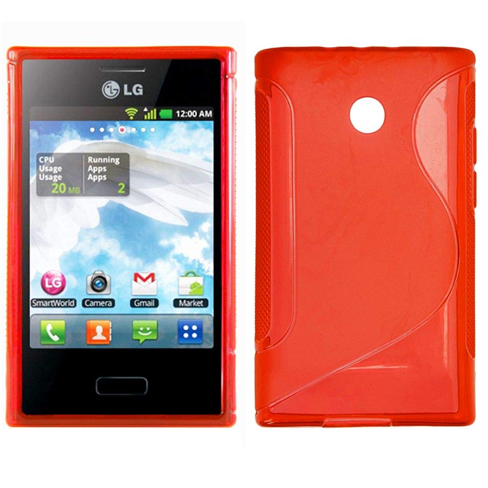 EbestStar Cover In Silicone TPU Per LG Optimus L3 E400 – Custodia S-Line Design Morbida E Sottile – Colore Rosso