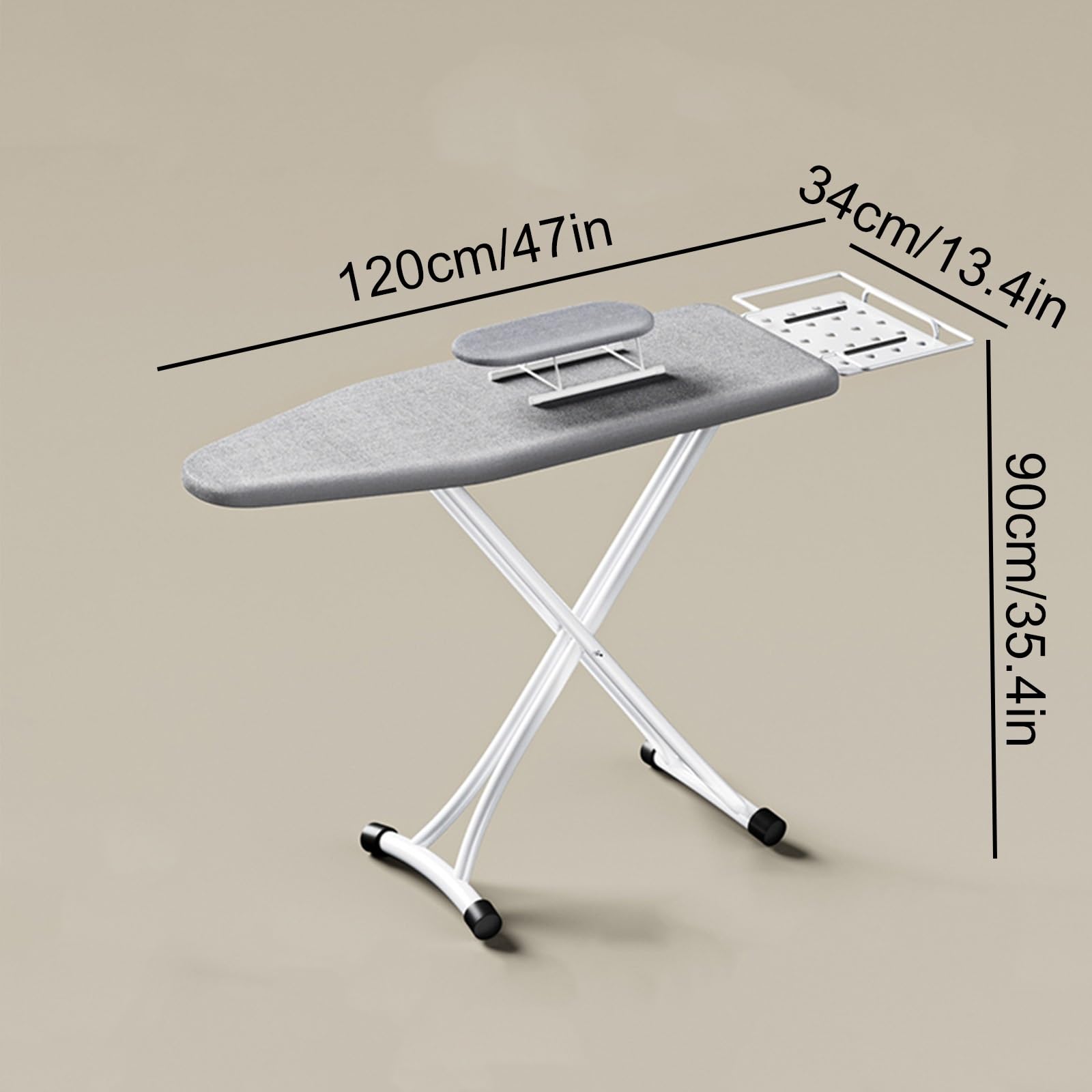 Tabla de Planchar Plegable de Pie con Soporte para Mangas Pequeñas, Ironing Board Ajustable y Resistente con Soporte para Plancha(Large)