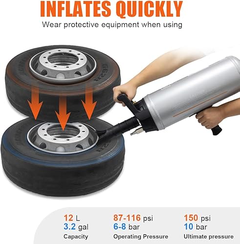 Miniatura 5 de DMC-FPPS Tanque de asiento de cuentas de neumático de aire para automóvil, camión, herramienta de asiento de tractor de camión de 145 PSI con