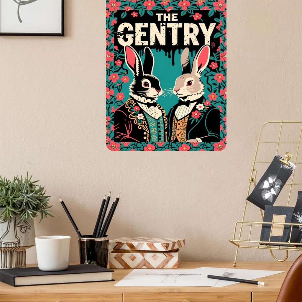 Whimsical Vintage Rabbit Tin Sign, 8x12 Inch Decor