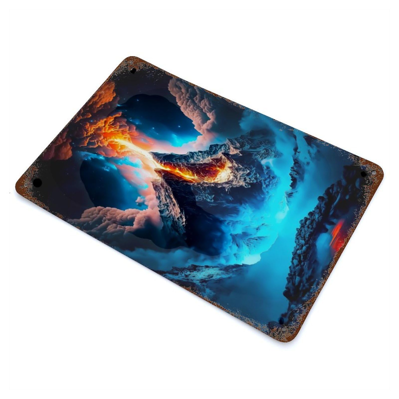 Martian Eruption Rusty Metal Tin Sign 11.8"x7.9", for Basement, Hobby Room And Garage Decor, Retro Wall Decor
