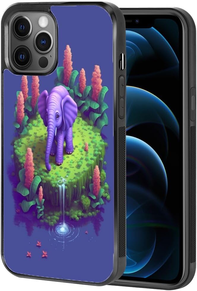 DeweiDirect Phone Case for iPhone 12 Pro Max with Elephant-aa165 Black Slim Rubber Frame Full Body Protection Cover Case for iPhone 12 Pro Max Drop Protection