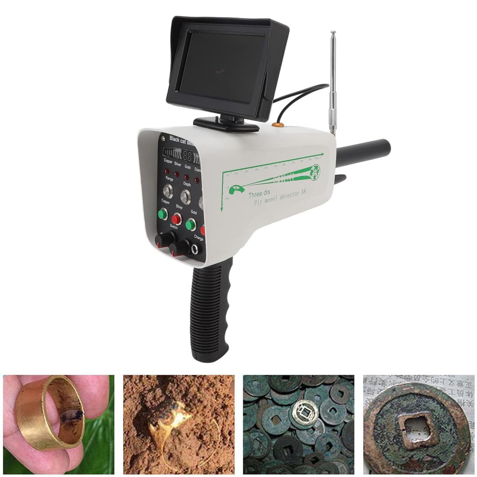 Détecteur de métaux professionnel avec écran LED 3D, scanner portatif pour la chasse au trésor souterraine or, argent, cuivre et identification de l'emplacement