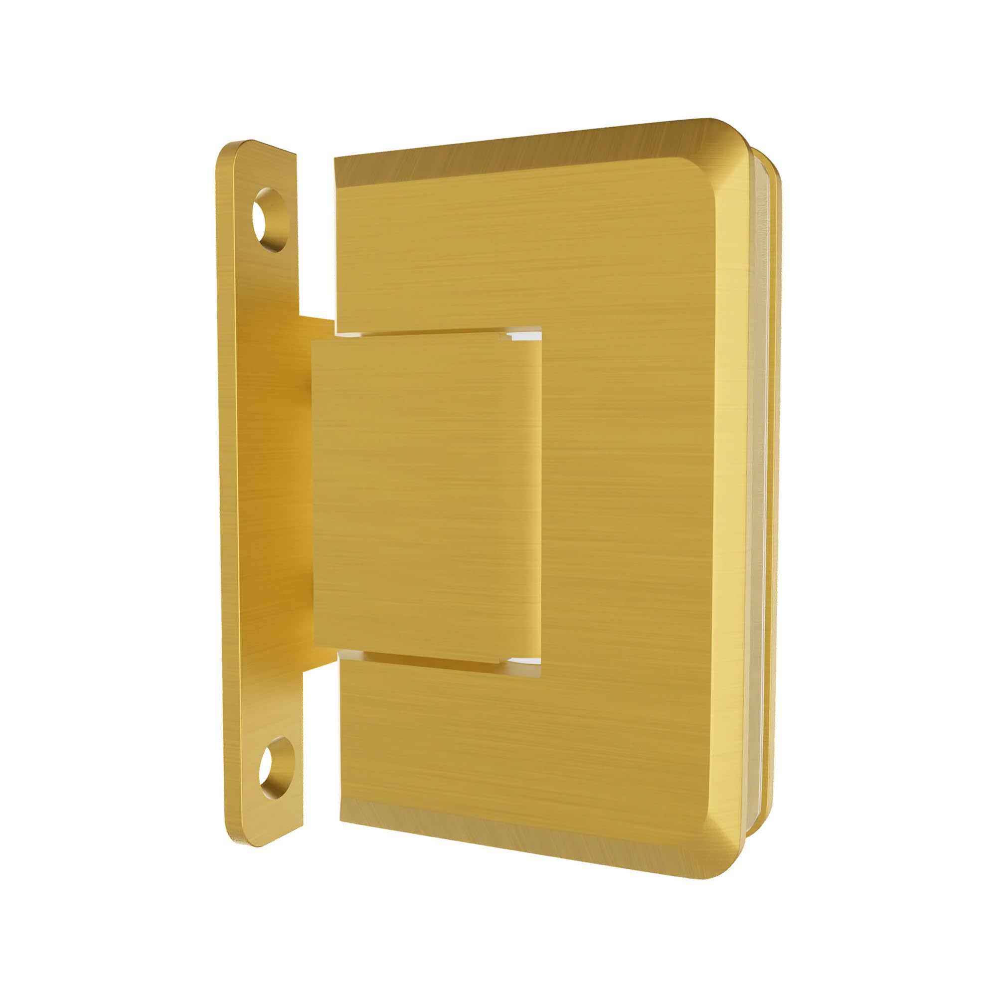 Brixwell Wall Mount H-Back Plate Shower Door Hinge for Frameless Shower Doors, Brass Material, Satin Brass Finish, Fits 3/8" to 1/2" Glazing Thickness, 4" Height