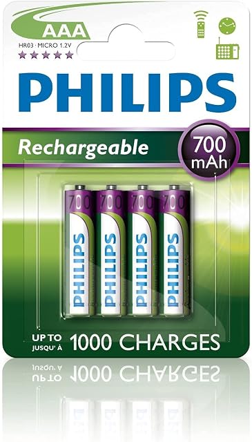 4 x Philips AAA Rechargeable Batteries 700mAh - For BT 1000 1500 2000 2500 4000 4500