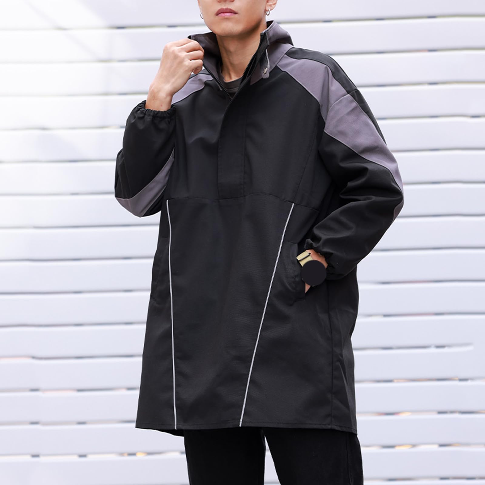 Universal Grembiule da Lavoro con Maniche Lunghe E Collo Alto con Cerniera Grembiule Pulizie Unisex per Barbiere, Lavaggio dei Piatti, Pulizia Black,One Size