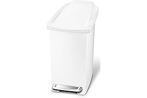 Simplehuman Slim Step Trash Can: Compact 2.6-Gallon White Plastic Solution for Bathrooms and Offices