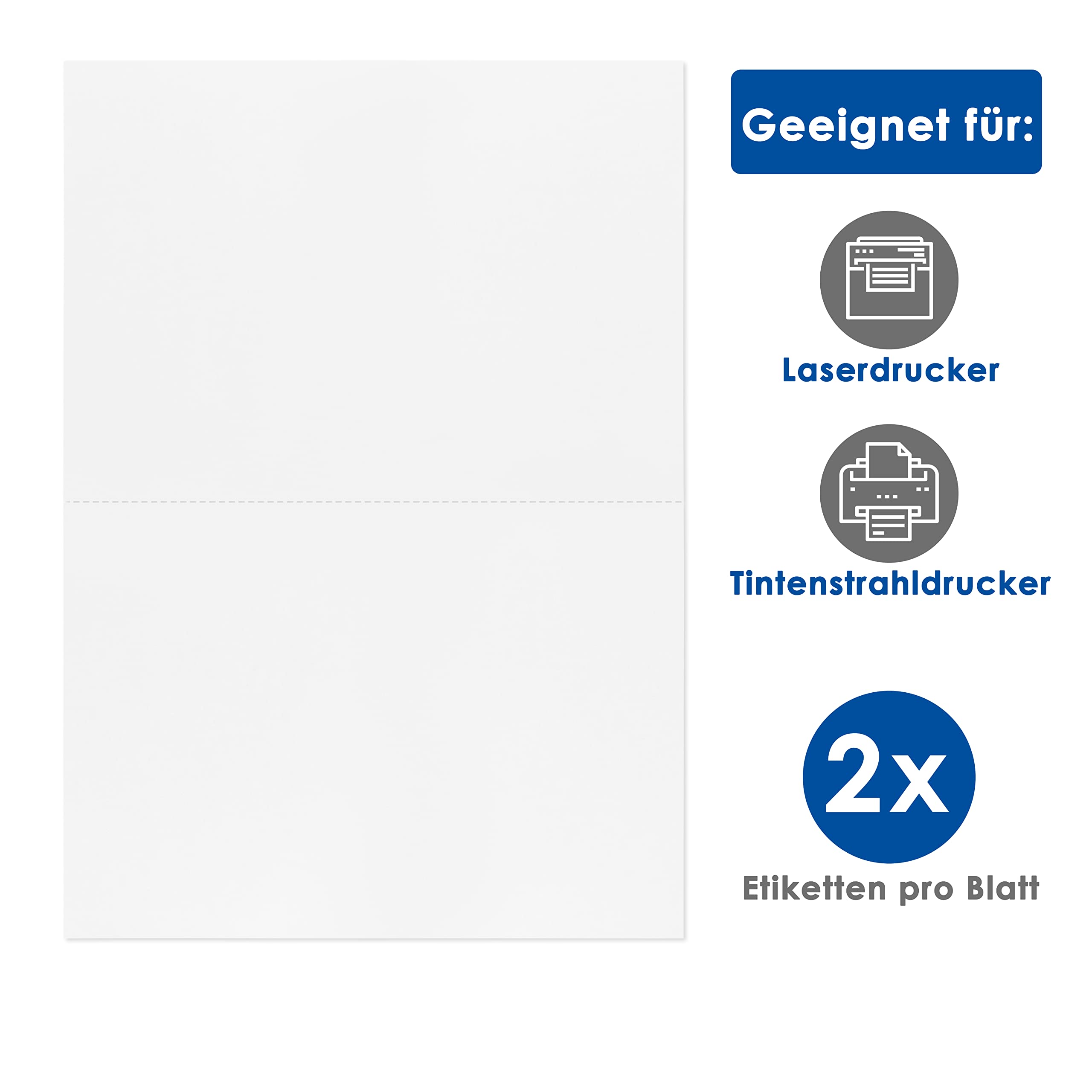 Mashpaper Perforiertes Papier 100 g/m² Weiß DIN A4 > 2x DIN A5-500 Blatt | Vorperforiertes Kopierpapier 21x29,7 cm - 1x Querperforiert - Hochwertiges Einzelblatt ohne Eindruck für Drucker