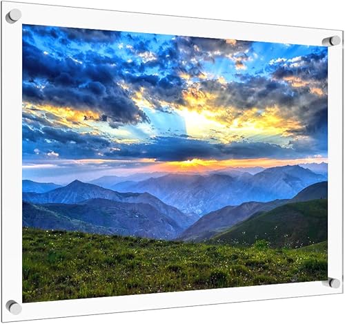 Miniatura 1 de Marco de fotos de acrílico transparente, flotante sin marco, panel doble para impresión de hasta 16 x 20 pulgadas, fotos, póster, fotografía (tamaño