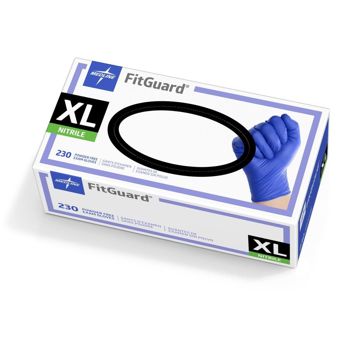 Medline FitGuard Touch Nitrile Exam Gloves, 2300 Count, XLarge, Powder Free, Disposable, Not Made with Natural Rubber Latex, Excellent Sense of Touch for Medical Tasks, Durable for Household Chores