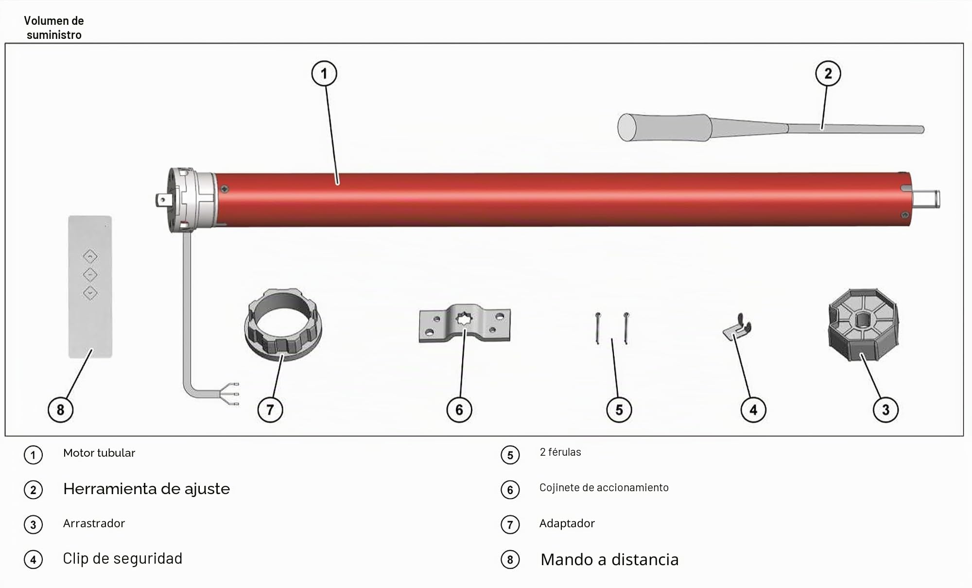 superrollo Motor de persiana Rm20MMB (SW60, 20 Nm), incluye mando a distancia, motor tubular con mando a distancia, hasta 6,5 m² de superficie de persiana (persiana máx. 40 kg), juego completo para