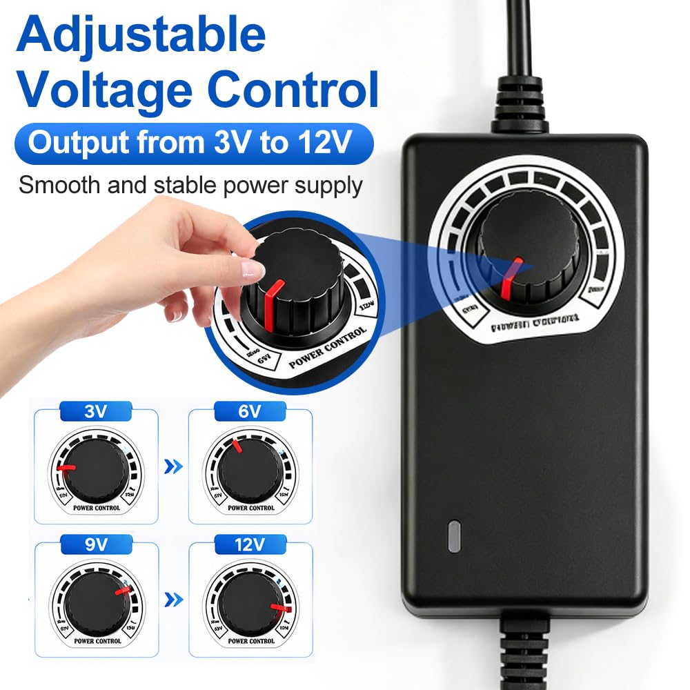 Kontroler prędkości wentylatora, 3-12V 2A Adapter Kabel 1 do 4 PC Regulator Temperatury Wentylator Wentylator Pompa Silnik Ochrona Przeciążenia