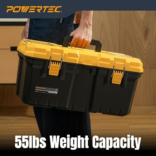 Miniatura 5 de POWERTEC Caja de herramientas de 22 pulgadas con bandejas, cierre de metal, organizador, almacenamiento portátil para herramientas, piezas pequeñas