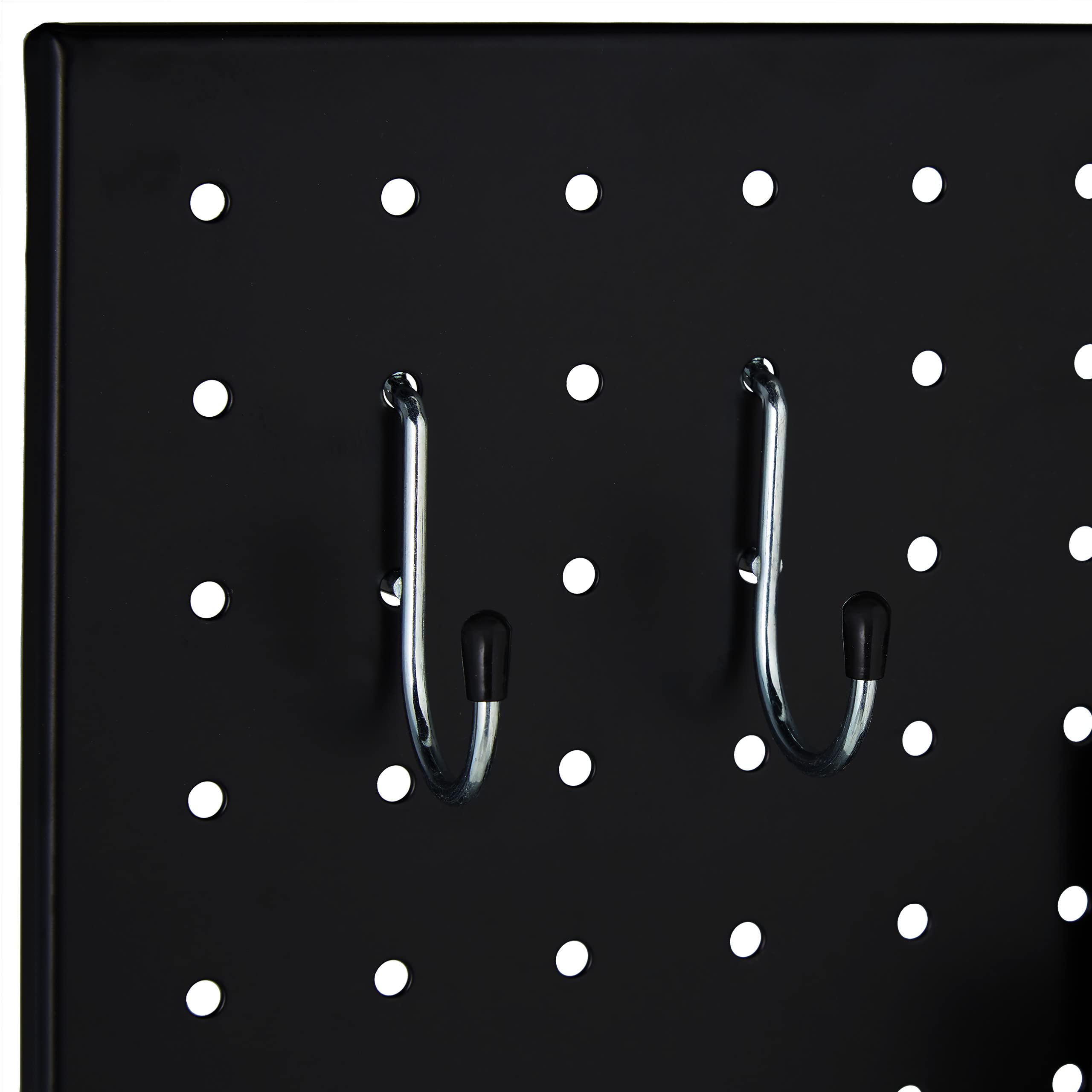 Relaxdays Panel Perforado para Herramientas, Metal, 45 x 45 cm, Tablero Pared Taller 9 Piezas, Portaherramientas, Negro