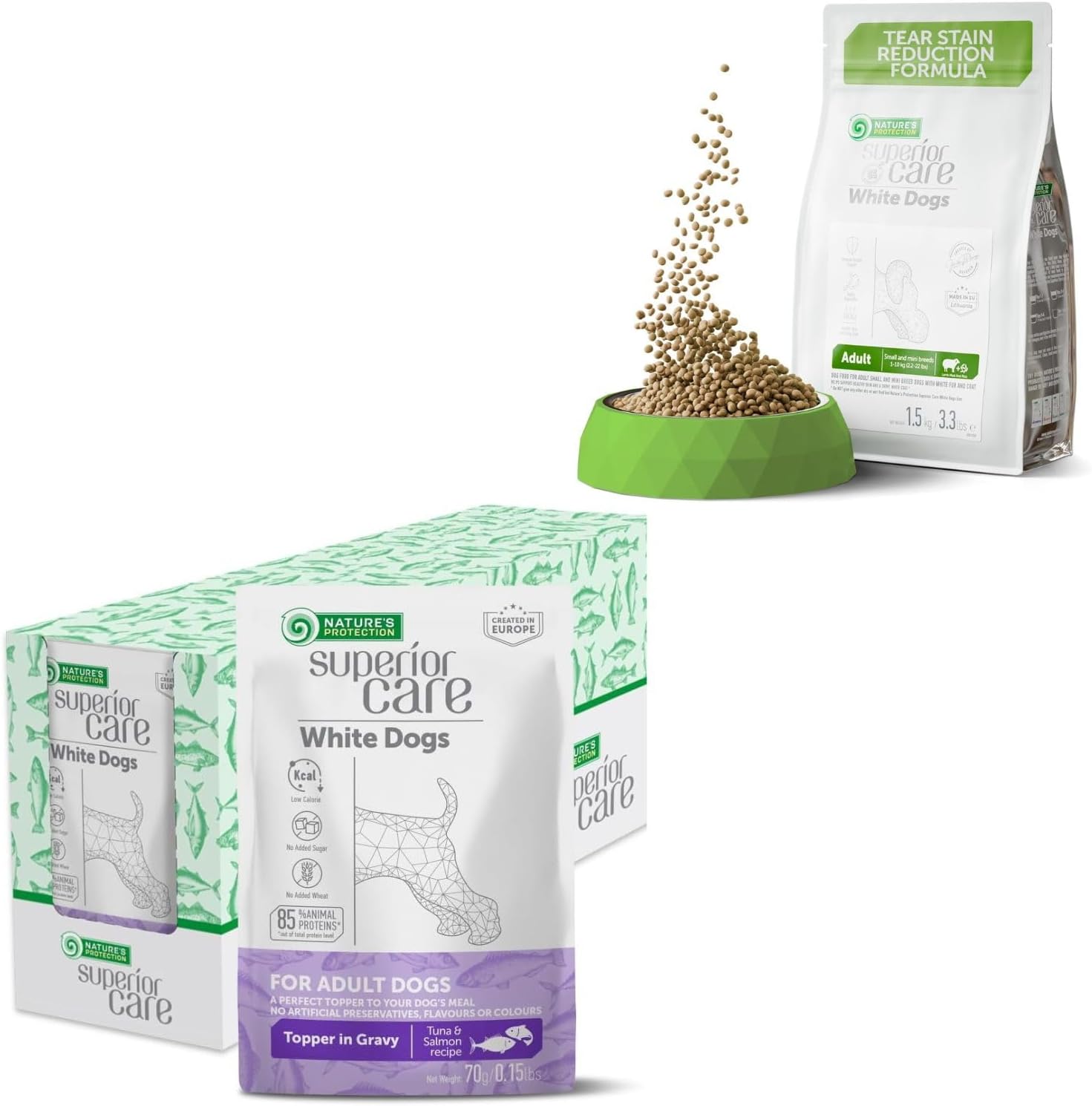 Nature's Protection Superior Care Wet Dog Food - with Tuna Fish, Salmon & Dry Dog Food with Lamb & Rice (3.3 lbs)