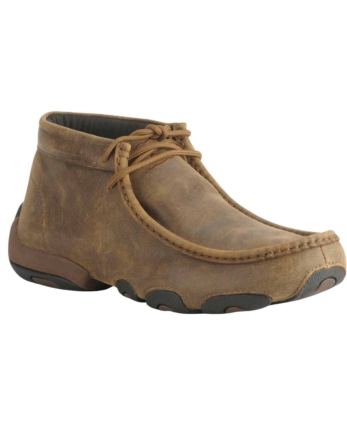 Twisted X Men's MDM0003 Leather Lace-Up Driving Moccasins, top-down view of toe
