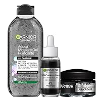 Garnier Kit SkinActive Acqua Micellare Gel Purificante, Siero AHA+BHA Anti