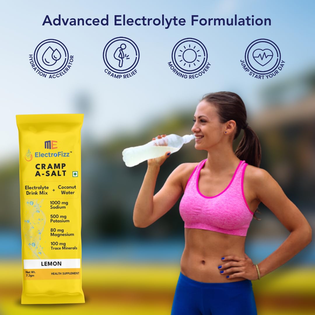 Cramp A-salt Electrolyte Mix | Sodium, Potassium, Magnesium, Coconut Water Powder | Zero Sugar|Endurance Electrolytes|Hydration Support (30 Sticks, Lemon) - Image 7 thumbnail
