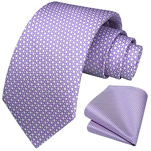 Image of HISDERN Polka Dot Ties for Men Classic Silk Ties and Pocket Square Formal Business Necktie Handkerchief Wedding Party