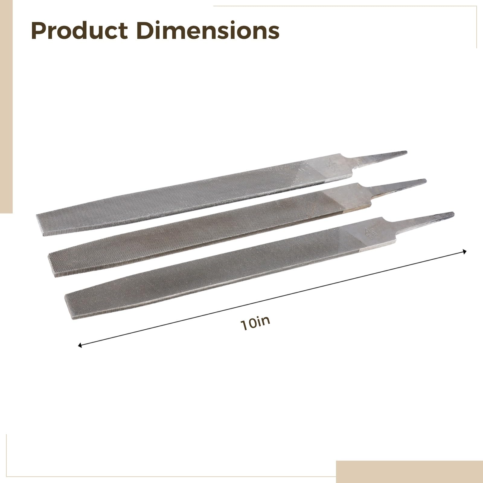 Juego de 3 limas de molino de 10 pulgadas, limas de corte único para corte laminado, corte de molino de perfil, dientes finos medianos gruesos, trabajo de precisión en acero y láminas laminadas