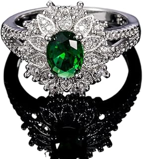 925 Sterling Silver Shining Emerald Cubic Zirconia Rings Diamond Rings for Women Jewelry Findings Earring Backs Findings (US Code 6)