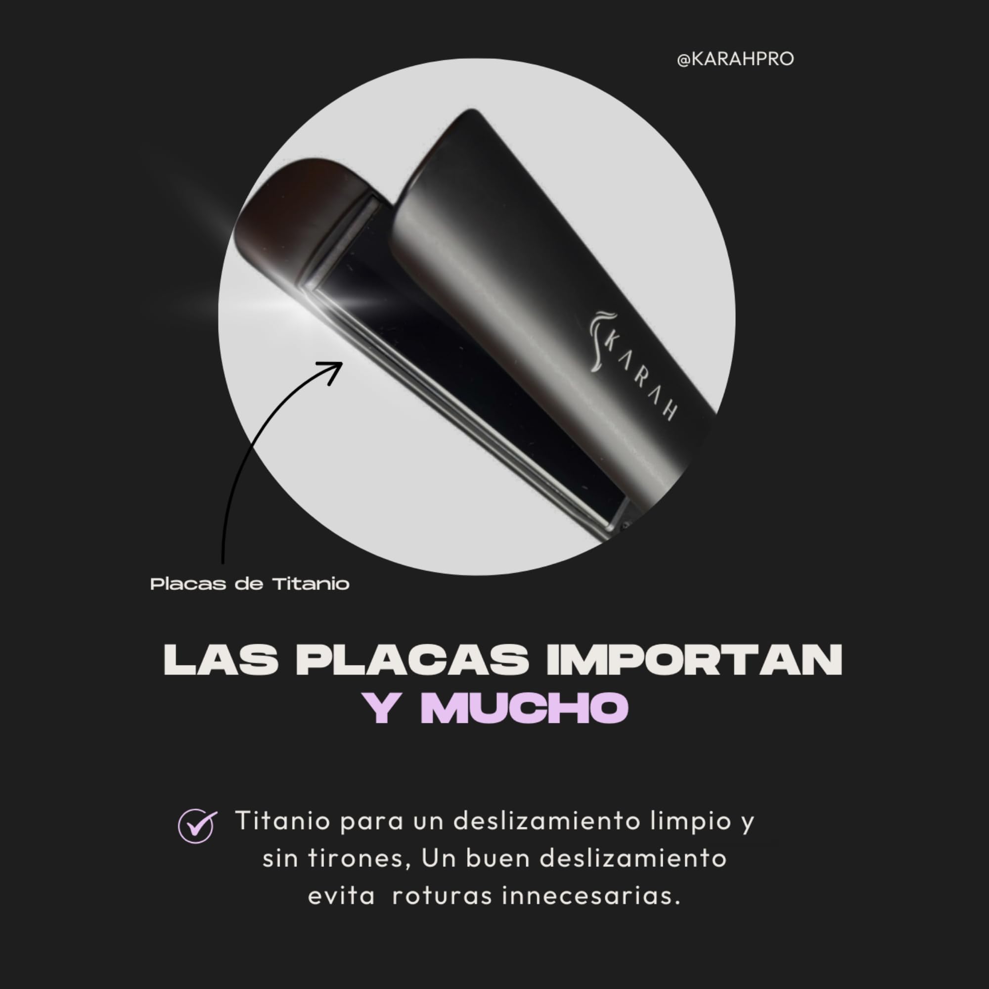 Karah Straightener Pro - Plancha del pelo profesional con placas de titanio, plancha para cabello con iones, temperatura máxima 250º para alisar y ondular, perfectas ondas surferas. Hair Straightener
