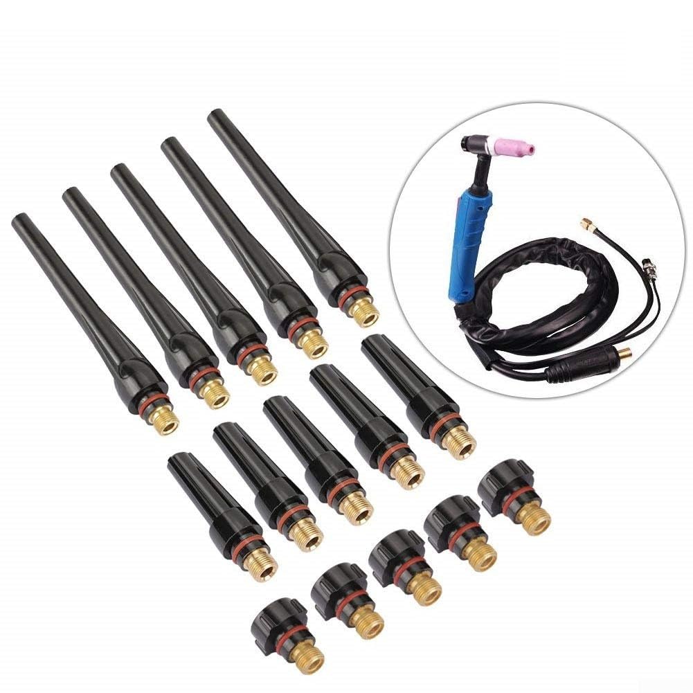 15PCS TIG Back Cap Torch Kit per WP-17 WP-18 WP-26 tra cui modelli 57Y02 57Y03 57Y04 costruzione in metallo plastica per attività di saldatura industriale