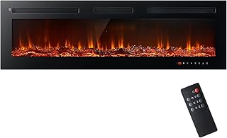 oneinmil Electric Fireplace, 50 inch Wide Recessed/Wall Mounted Electric Fireplace, Remote Control with Timer 12 Adjustable Color Flame, Remote Control,with Crystal Stone, 750/1500W
