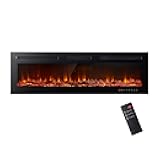 oneinmil Electric Fireplace, 50 inch Wide Recessed/Wall Mounted Electric Fireplace, Remote Control with Timer 12 Adjustable Color Flame, Remote Control,with Crystal Stone, 750/1500W