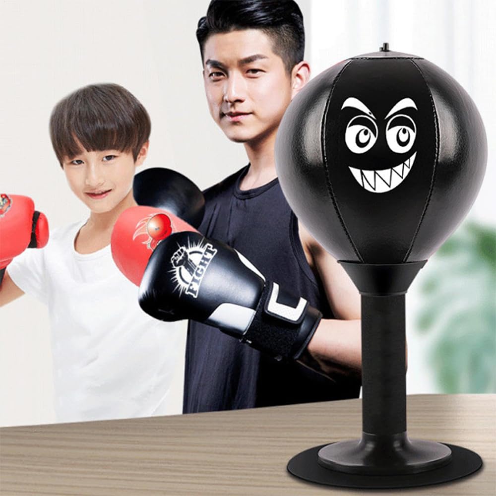 Sac de Frappe Amusant,Sac de Frappe de Bureau Anti-Stress, Balle de soulagement de l'humeur, Sac de Frappe de Bureau avec Ventouse, Balle de Frappe de Table pour Enfants et Adultes